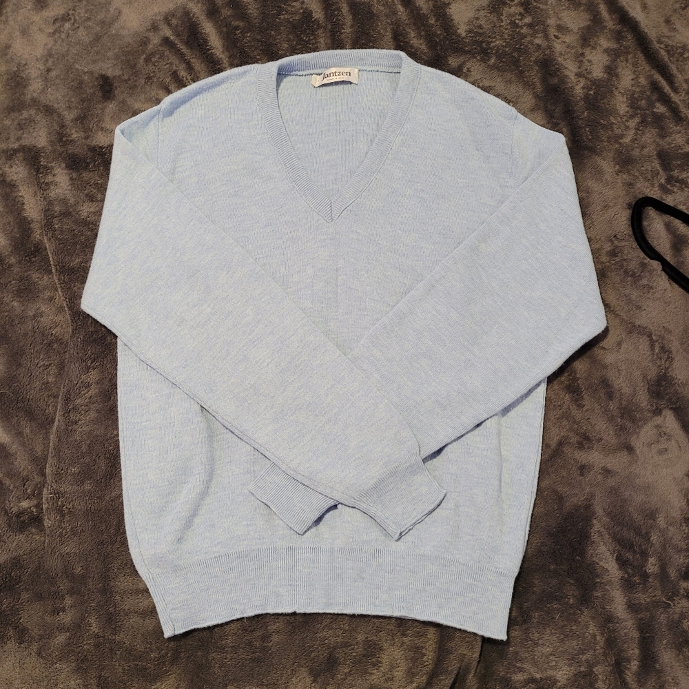 Jantzen Baby Blue V-Neck Sweater Size L